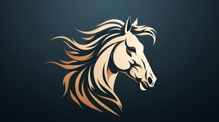 A minimalist logo icon of a strong and noble horse. - obrazy, fototapety, plakaty