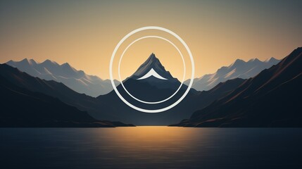 A minimalist logo icon of a mountain peak within a circle.