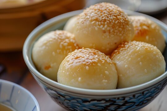 A picture of a sesame dumpling