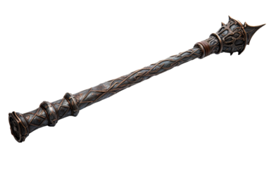 A large metal sword with intricate designs reflecting in the sunlight