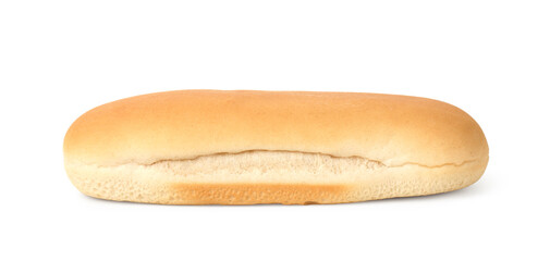 One fresh hot dog bun isolated on white