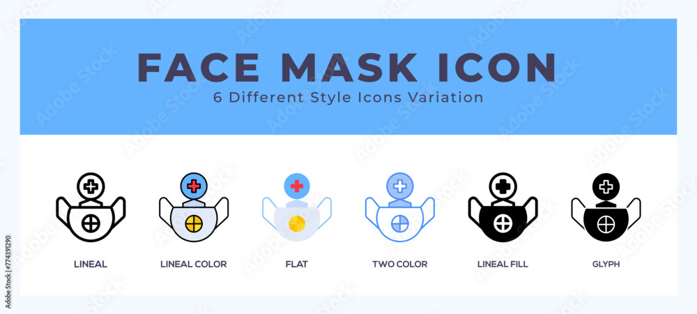 Poster face mask set of simple icons great for web. app. presentation and more.