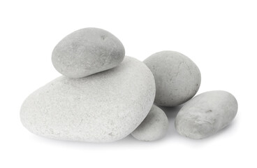Group of different stones isolated on white