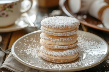 Argentinean alfajores on a table - obrazy, fototapety, plakaty