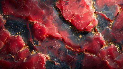 Red  marble texture with golden inclusions, ideal for printing finishing materials