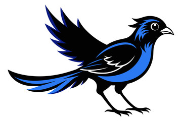 silhouette image,Indigo bird,vector illustration,white background