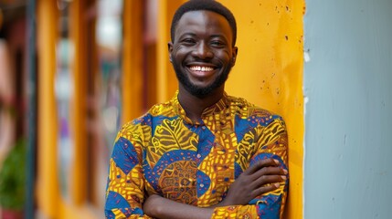 Jovial African Man Striking a Confident Pose Generative AI