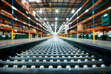 Empty Conveyor belt in distribution center