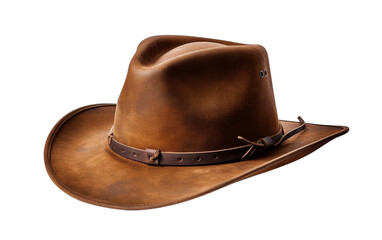 A brown cowboy hat stands boldly against a stark white background