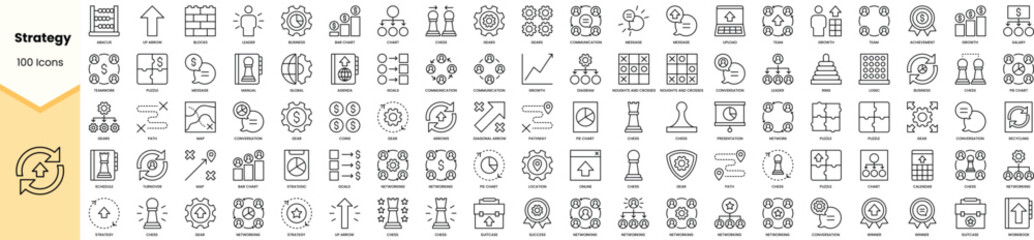 Set of strategy icons. Simple line art style icons pack. Vector illustration