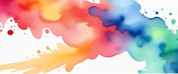 Obraz premium Colored watercolor spots bright background. Template, banner, copy space.