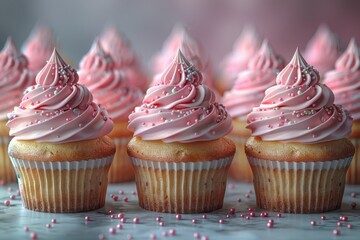 Set of 3d realistic modern cupcakes and fairy cakes - obrazy, fototapety, plakaty