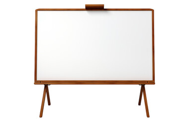 A wooden easel displaying a pristine white board, ready for artistic expression