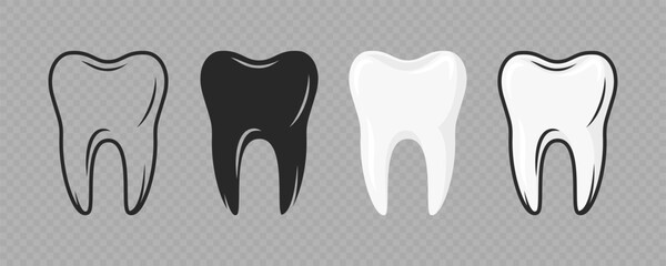 Vector Cartoon Tooth. Design Template for Promoting Dental Care and Toothpaste. Healthy Oral Hygiene Concept. Flat Vector Tooth. Front View