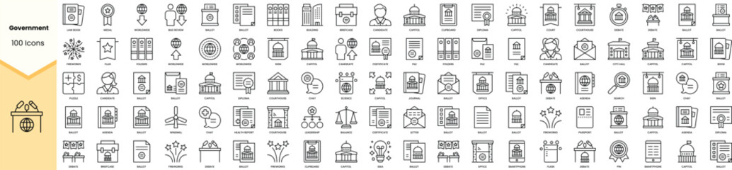 Set of government icons. Simple line art style icons pack. Vector illustration - obrazy, fototapety, plakaty