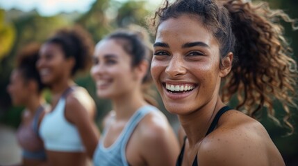 Laughter and Camaraderie: Friends Walking Together After a Group Gym Session Generative AI