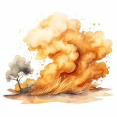 Aquarell Baum im Sandsturm Illustration