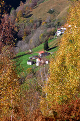 Small houses in the mountains.