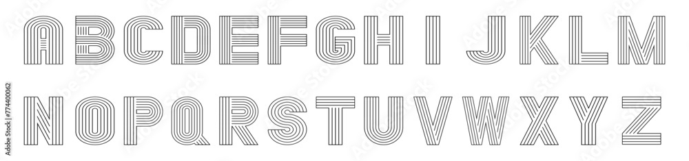 Fototapete abstract thin line alphabet font. minimal modern trendy font. typographic font. vector illustration