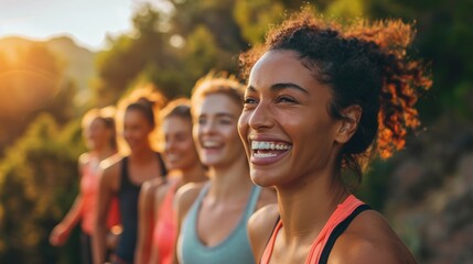 Laughing Women Stretching After a Morning Run Generative AI
