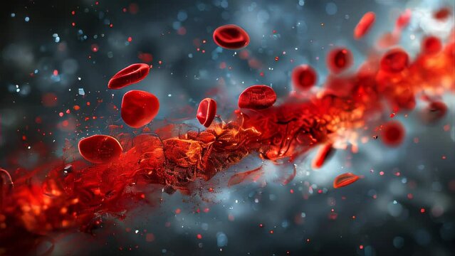 Group of Red Blood Cells Floating in Air