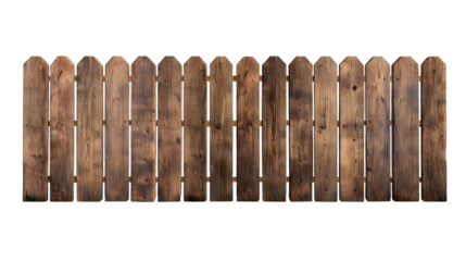 Brown wooden fence isolated on transparent background.