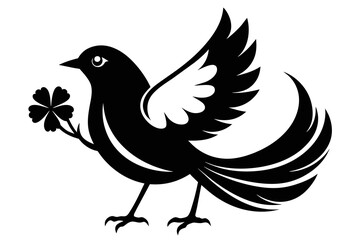 silhouette image,Lucky bird,vector illustration,white background
