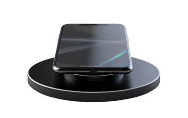 A cell phone resting calmly on top of a charger, connected for recharging