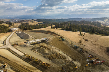 Construction of a road to the Polish mountains - Tatra Mountains - Zakopianka road - still under construction