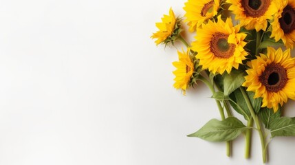 sunflower decoration on a white background, perfect for wedding design