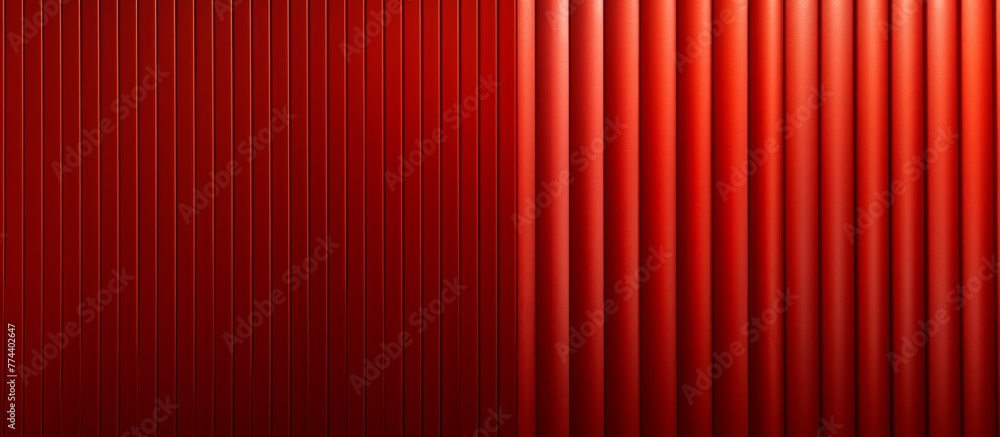Poster texture of a metallic surface in red color with prominent vertical lines creating a striking backgro