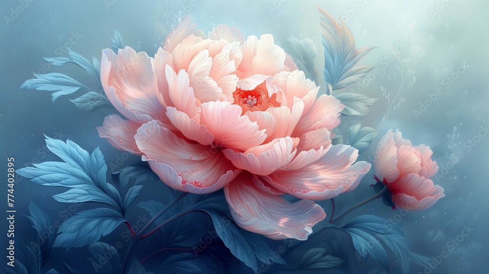 Wall mural Romantic Peony Blossom, generative ai