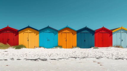 Colorful Beach Hut Paradise, generative ai