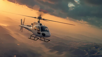 Foto op Plexiglas white helicopter in action © Shivart
