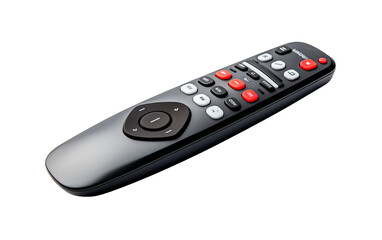 Close up of a remote control on a white background