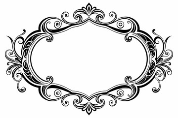 Calligraphic ornamental blank frame style white background