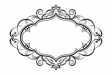 Calligraphic ornamental blank frame style white background