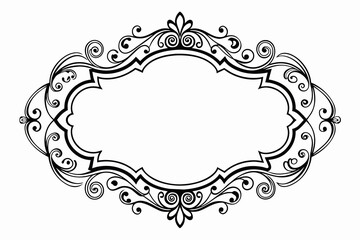 Calligraphic ornamental blank frame style white background