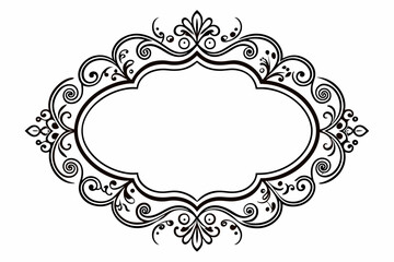 Calligraphic ornamental blank frame style white background