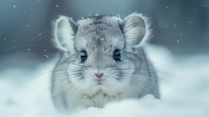 Adorable Baby Chinchilla with Expressive Eyes, generative ai
