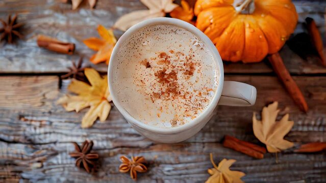A Cup of Coffee With Cinnamon on a Wooden Table