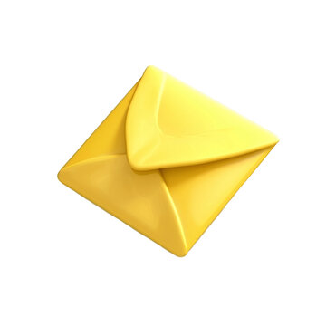 envelope icon. A vibrant 3D rendered icon of a yellow envelope . isolated on transparent background