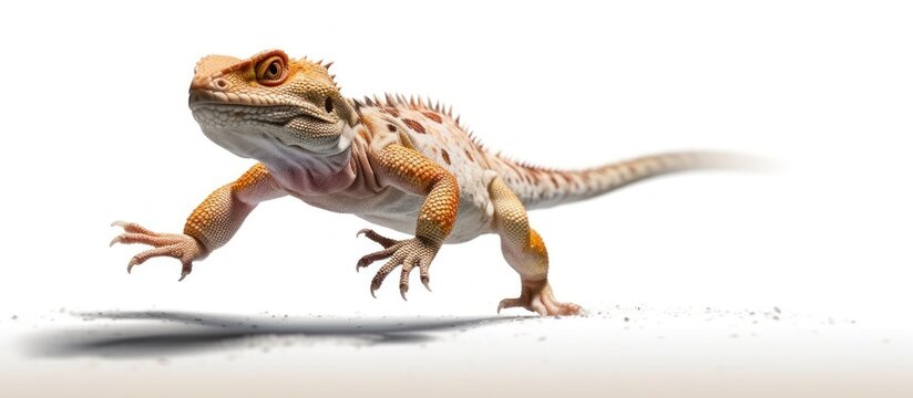 reptile running white background .isolated on white photo - realistic, ultra sharp