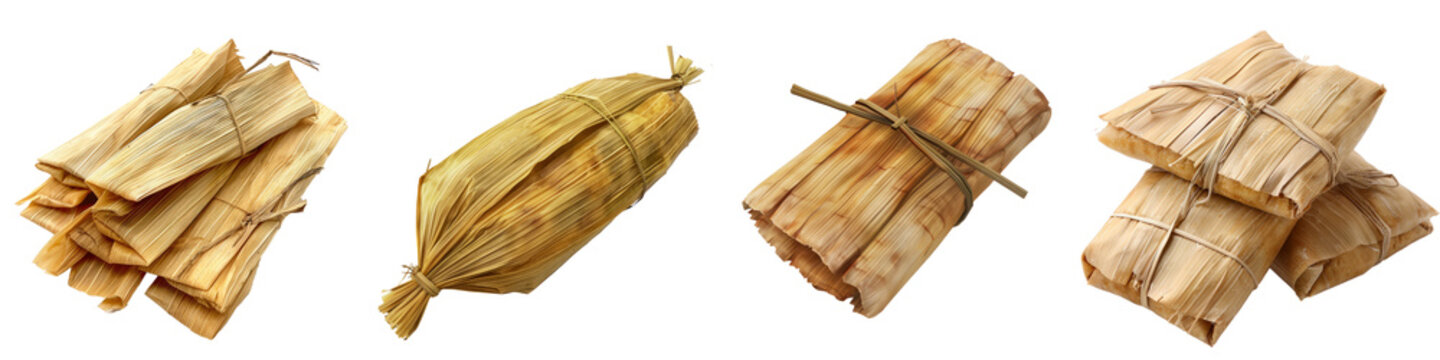 Collection of tamale cutout clipping path png isolated on white or transparent background
