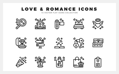 15 Love Lineal icon pack. vector illustration.