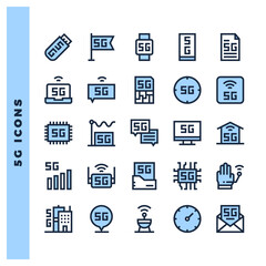 25 5G Two Color icon pack. vector illustration.