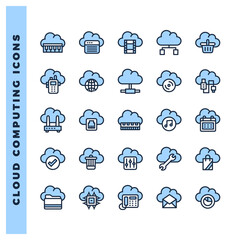 Fototapeta premium 25 Cloud Computing Two Color icon pack. vector illustration.