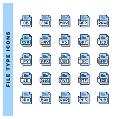 25 File Type Two Color icon pack. vector illustration.