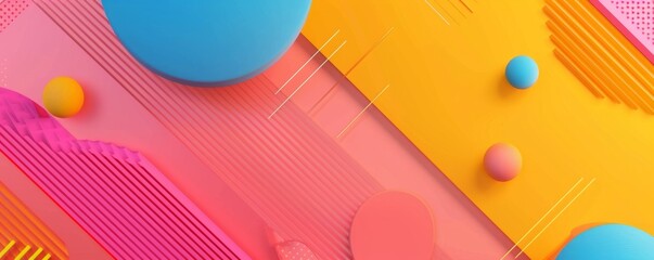 Bright colorful background with geometric shapes and lines banner design template for web site layout, social media post or presentation cover page Generative AI