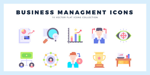10 Business Management Flat icon pack. vector illustration.